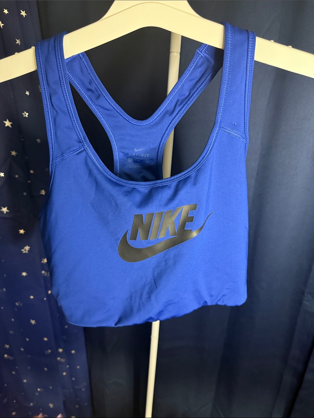 Nike Blue Racerback Dri-FIT Sports Bra with Black Logo